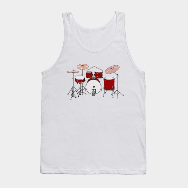 Drum kit cartoon illustration Tank Top by Miss Cartoon